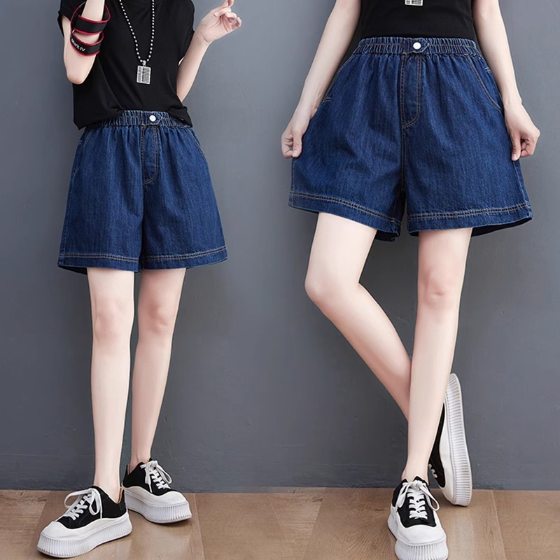 Tencel Denim Shorts for Women 2025 New Summer Thin High-Waisted Slim Wide-Leg Loose A-Line Large Size Hot Pants Trendy