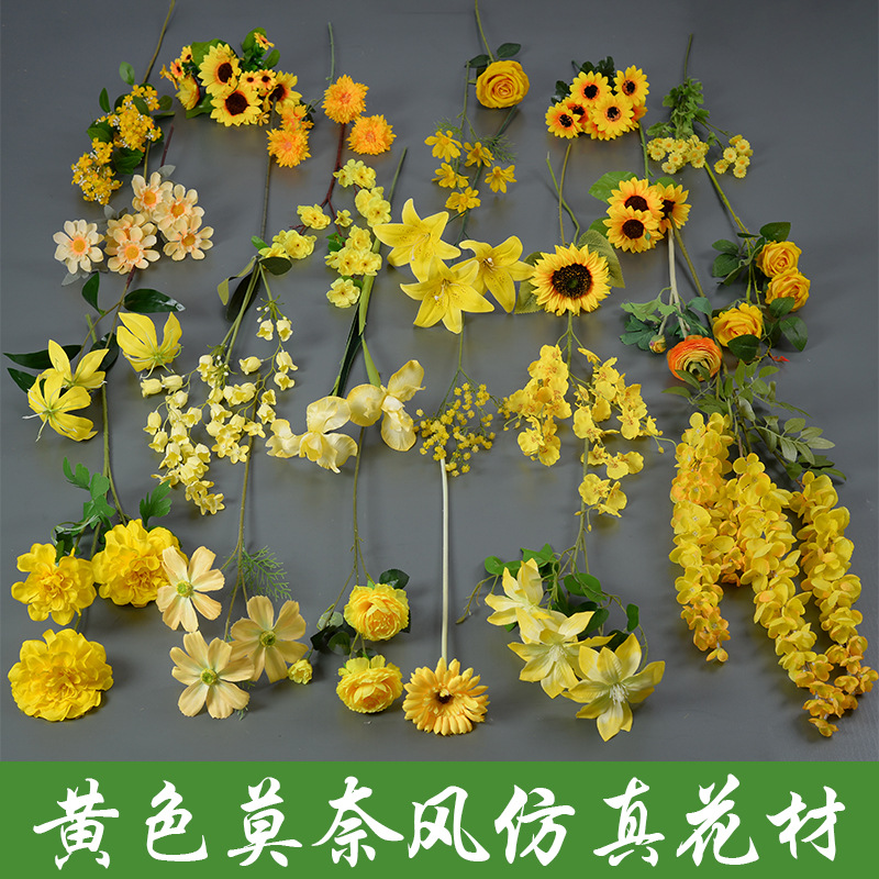 Artificial Flowers Yellow Series Lemon Orange Dopamine Forest Style Wedding Home Oil Painting Style Fake Flowers Wholesale