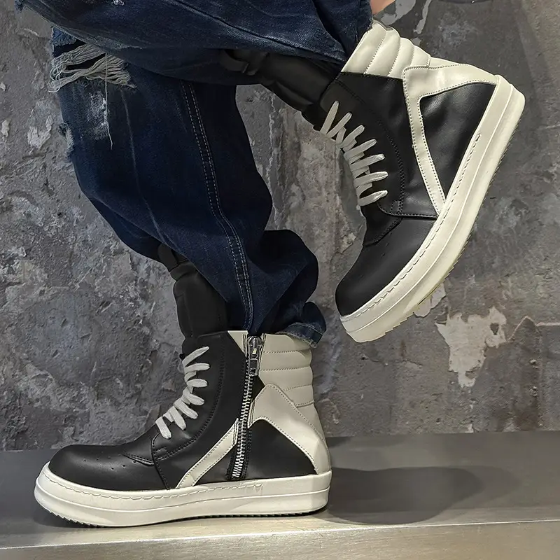 Retro Classic Height-Increasing Casual High-Top Shoes, Classic Inverted Triangle Versatile Sneakers, Unisex Thick-Soled Trendy Short Boots