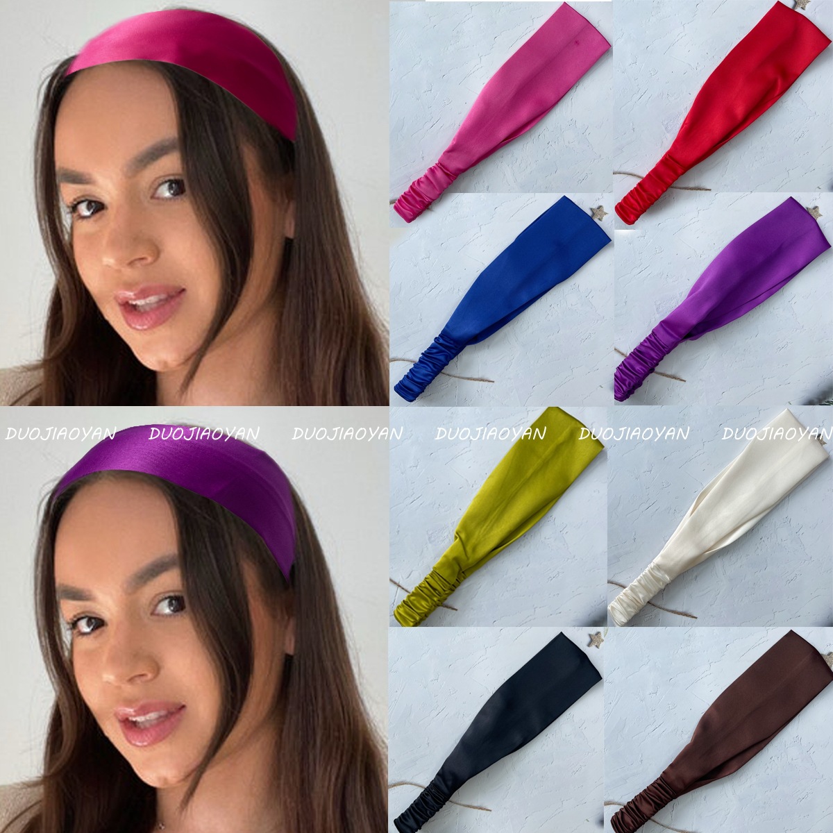 Cross-border New Solid Color Hair Band Headscarf Sports Yoga Elastic Headband Fashion Simple Hair Band Women