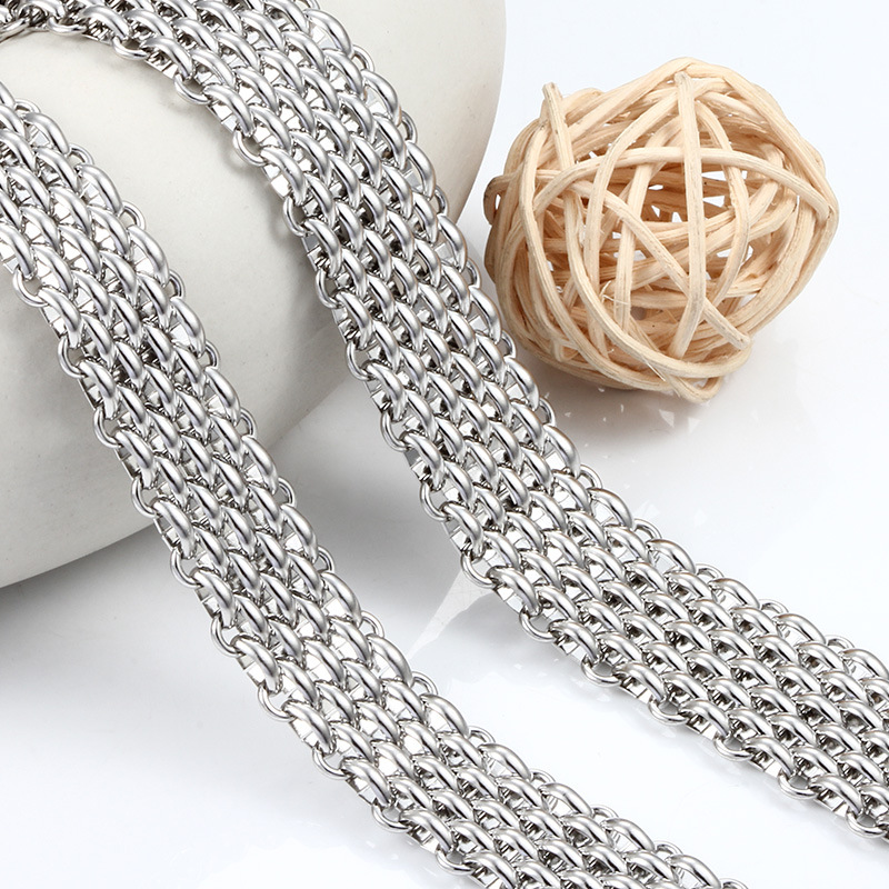Stainless steel Cuba multi-size multi-row chain personalized fashion Men's bracelet necklace watch chain bag chain diy