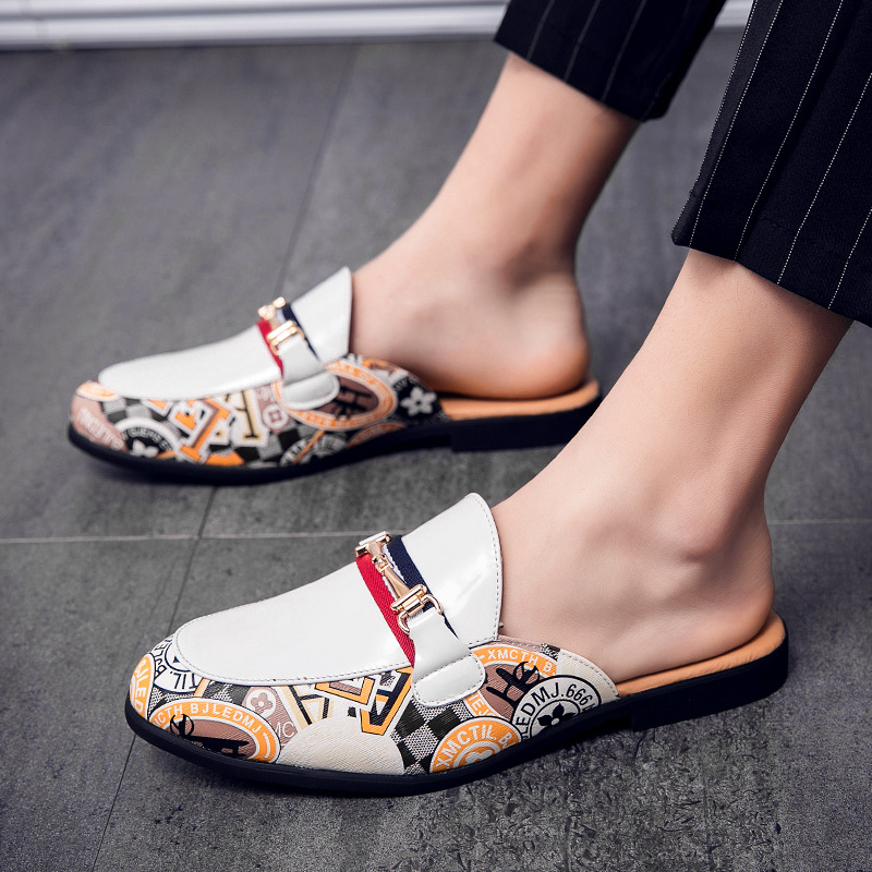 Cross-Border Summer Glossy Slip-On Half-Slip Leather Shoes British Style Formal Casual Shoes Large Size Loafers Men's Shoes