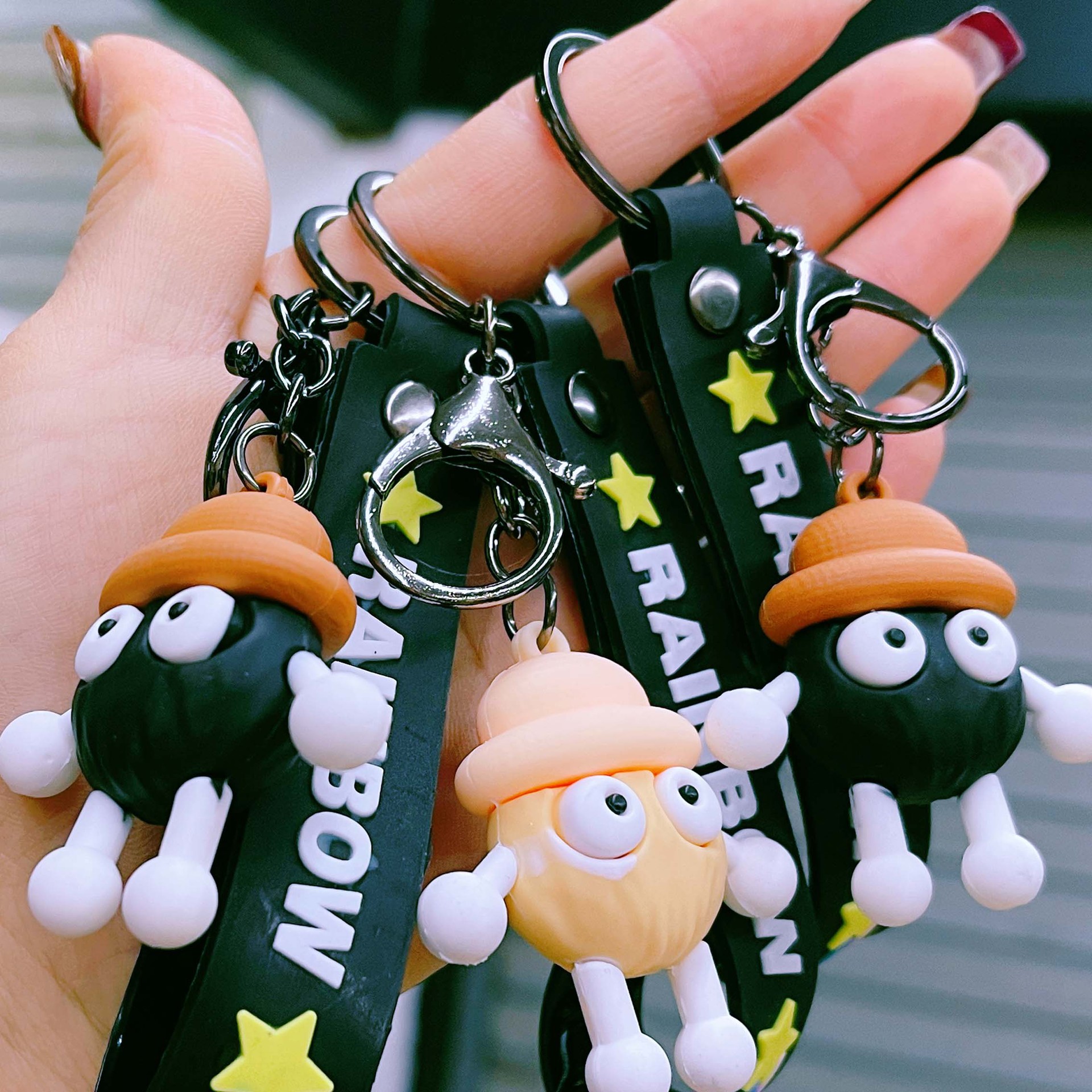 New card black briquettes doll bag pendant spaceman keychain couple bag key chain scan code small gift