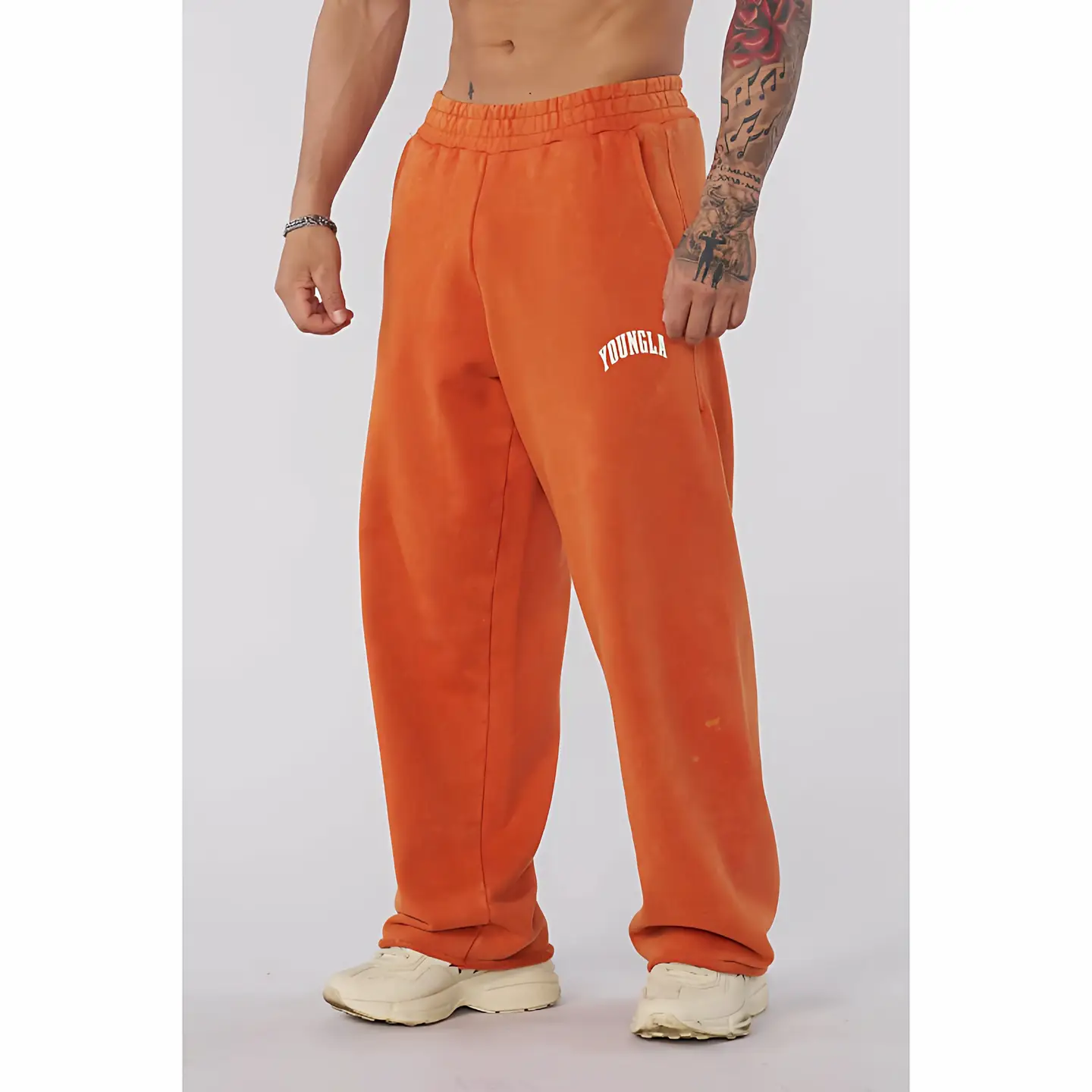 Youngla Men's Sports Pants Loose Straight-Leg Pants American-Style Wide-Leg Fitness Long Pants Pure Cotton Sports Casual Pants
