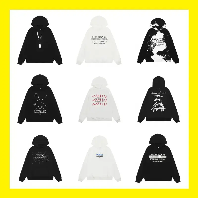 25S Margiela Hoodie MM6 Inverted Letter Hooded Top Round Neck Unisex Loose Zipper Sweat