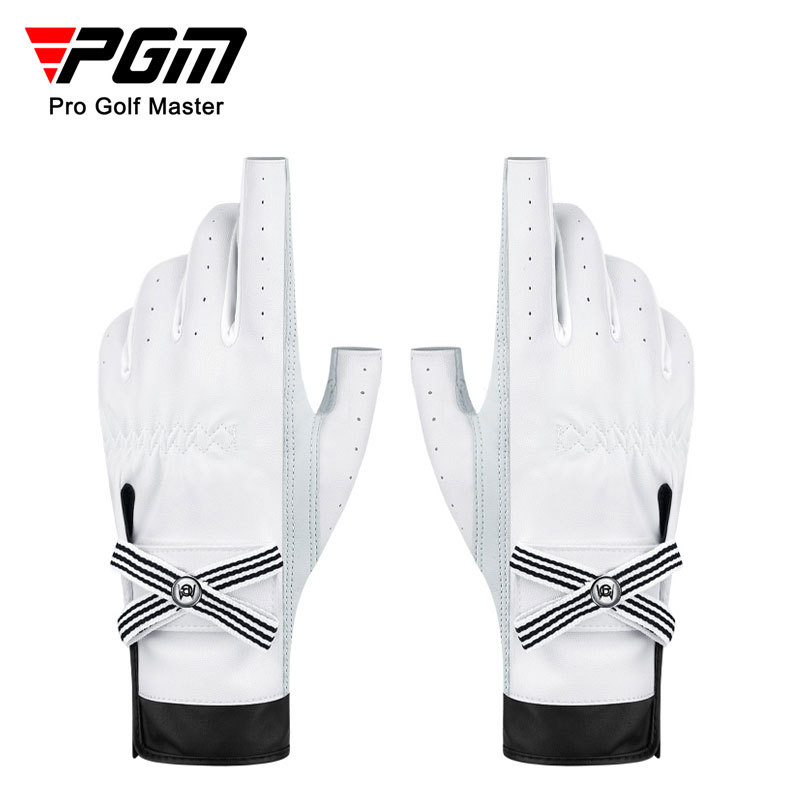 PGM new golf gloves ladies with Mark open finger real sheepskin breathable gloves whole pair