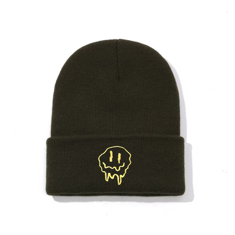 Korean Style All-match Personalized Fashionable Warm Wool Hat for Women and Men Cold-proof Simple Autumn and Winter New Style Melting Smiley Knitted Hat
