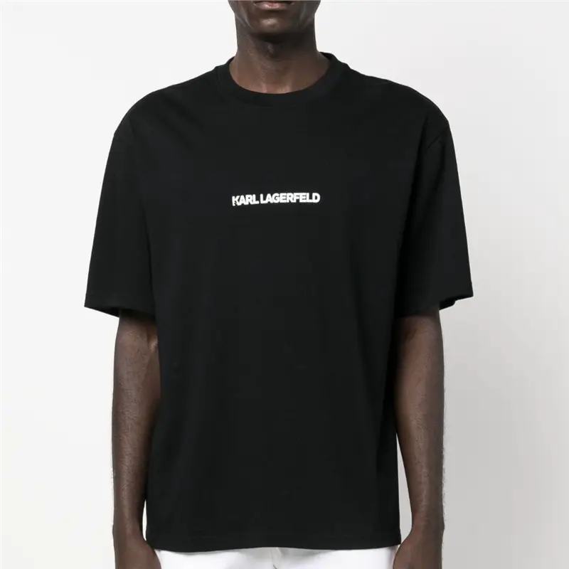 European Size Cotton Tt Shirt Half-Sleeved High Quality Logo25 Loose Letter Spring and Summer Printed T-Shirt Short-Sleeved Men's Black