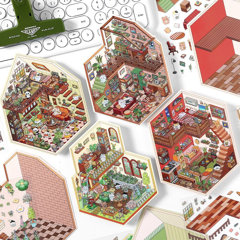 Inferel. Me second-floor landscaping sticker my cabin series miniature three-dimensional cut-free scene hand account quiet book