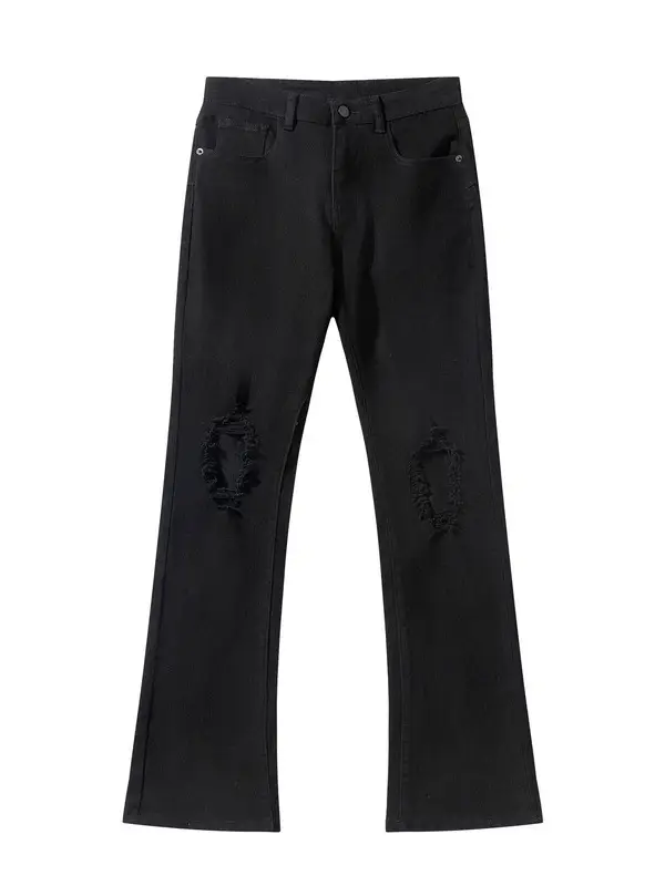 LKTM Men's# American High Street Black Ripped Jeans Men's vibe Fashion Brand Slim Fit All-match Slim Look Skinny Pants