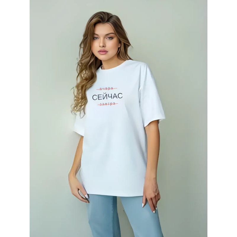 Pure Cotton Fashionable European and American Style Printed Loose and Versatile American Niche T-Shirt Women's Short-Sleeved Casual Style Top