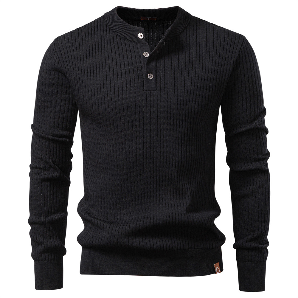 2025 New Autum Men's Casual Woolen T-Shirts, Fashionable Pure Color Henley Collar Bottoming Shirts, Men's Sweaters