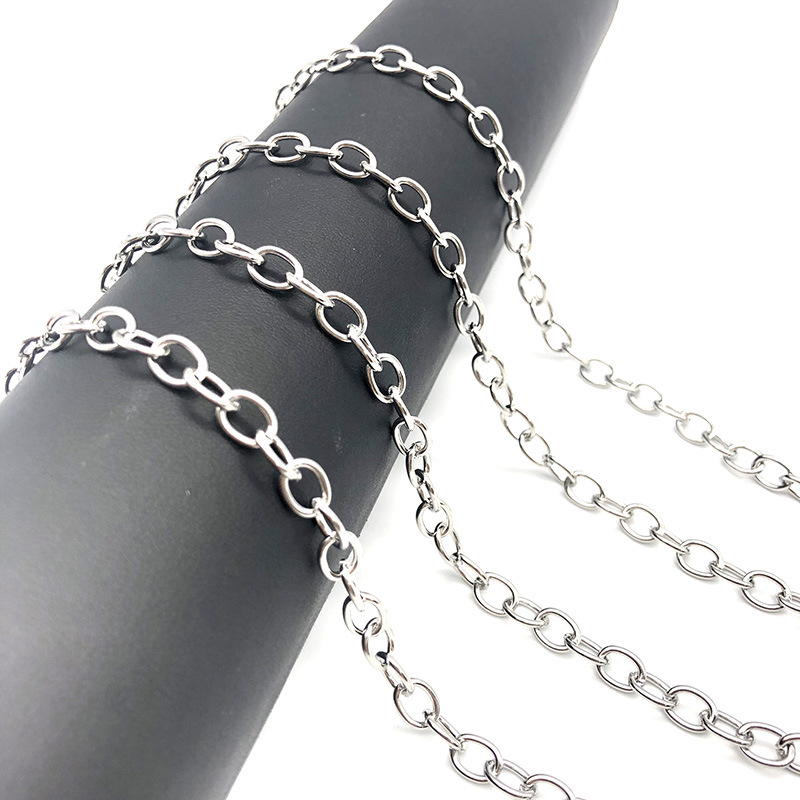 Stainless steel O-chain cross chain punk style simple men's and women's bracelet necklace chain does not fade chain DIY wholesale