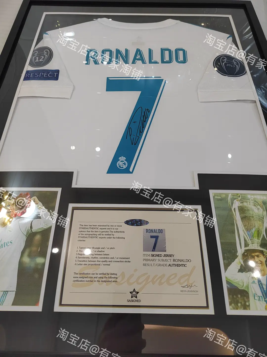 [Including Jersey] Ronaldo Real Madrid Printed and Signed Jersey Framed Photo Frame Jersey Framed Collection Birthday Gift