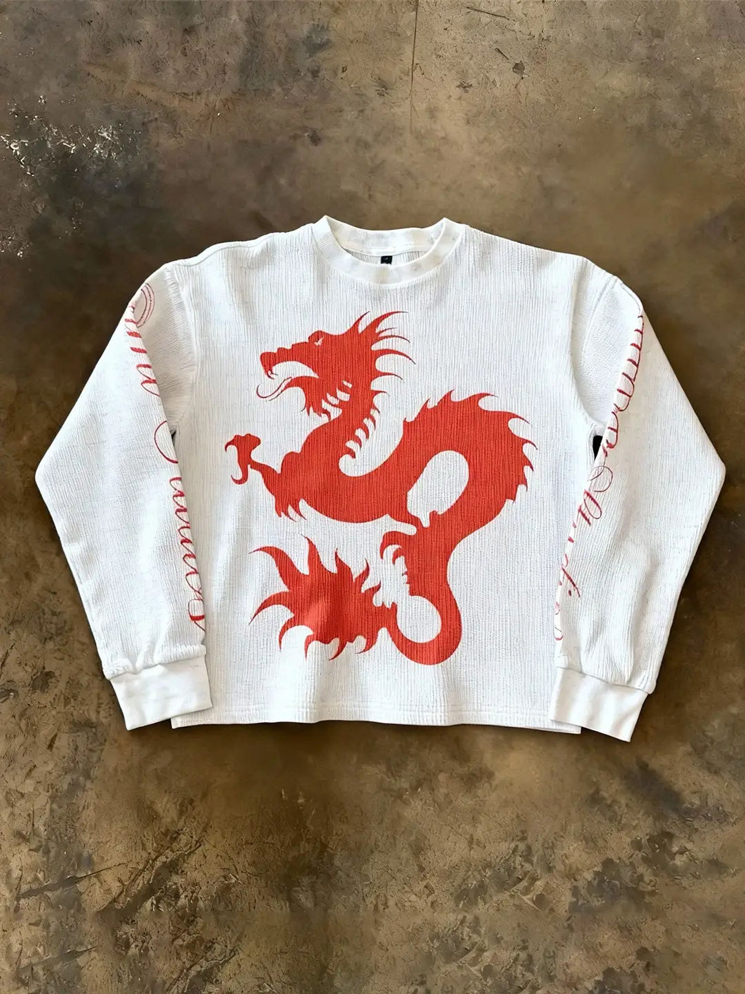 Y2K Hoodie~American Retro Street Style Dragon Print Long-Sleeved T-Shirt for Men and Women, Loose Pure Cotton Versatile Top