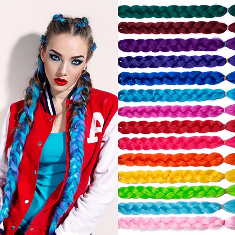 Dreadlock Wig, Hidden Braided Hair for Men and Women, Colorfulful Gradient Large Braided Hair Rope, Braided Hair Extensions, Braid Wig