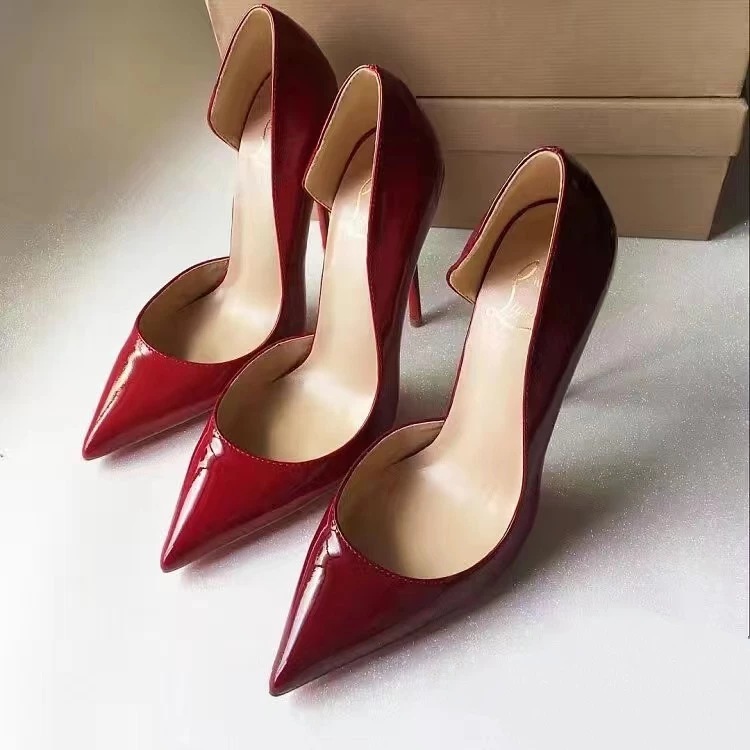 Red-Soled Versatile High Heels for Working Women, Side-Cut Stiletto Heels 12/10/8, Sexy Single Shoes, Women's Shoes
