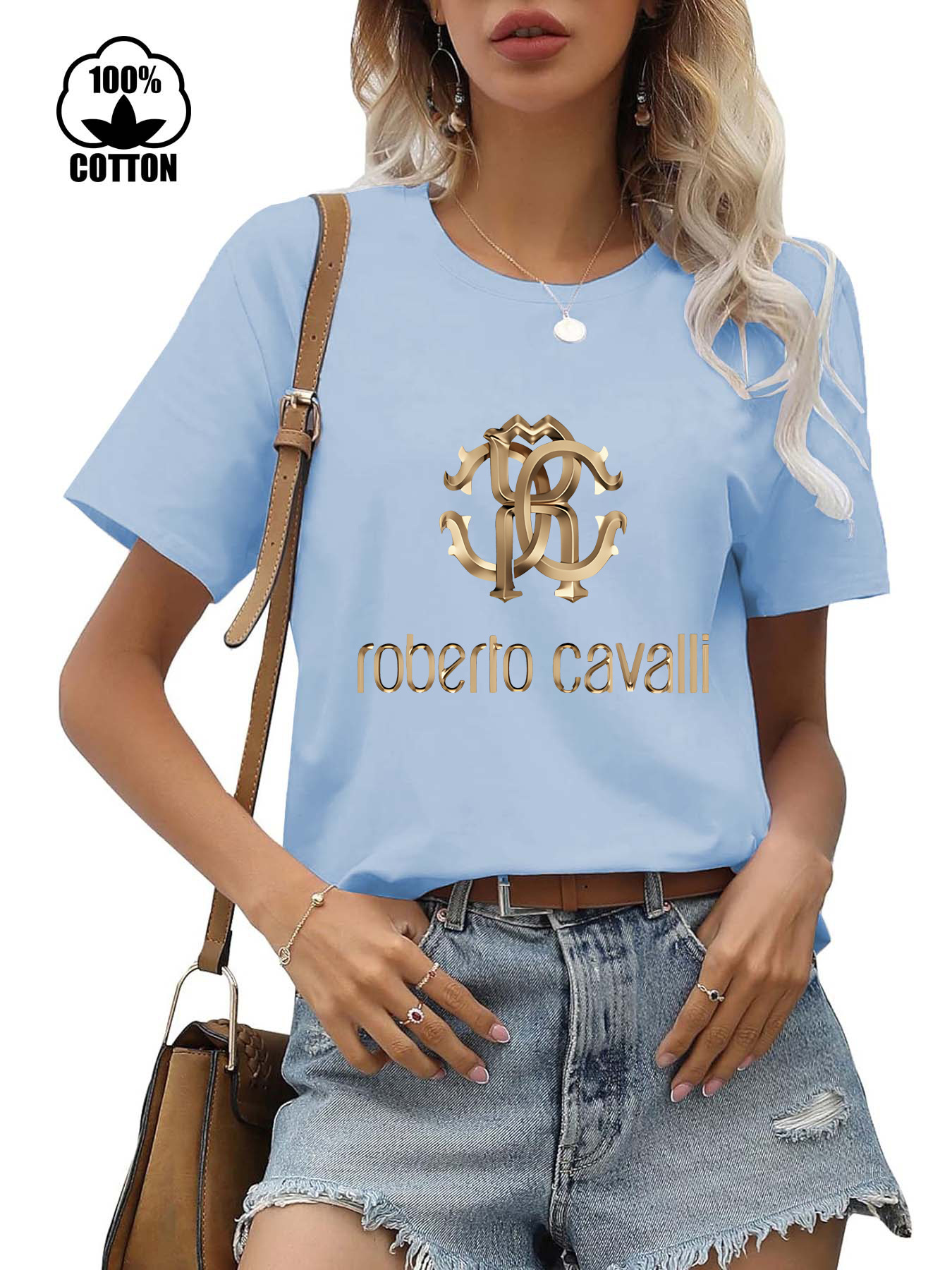 220G Cotton Amazon Independent Station Short Sleeve Crewneck European and American Cross-border Printed T-shirt Cross-border E-commerce Women's Heavy T-shirt