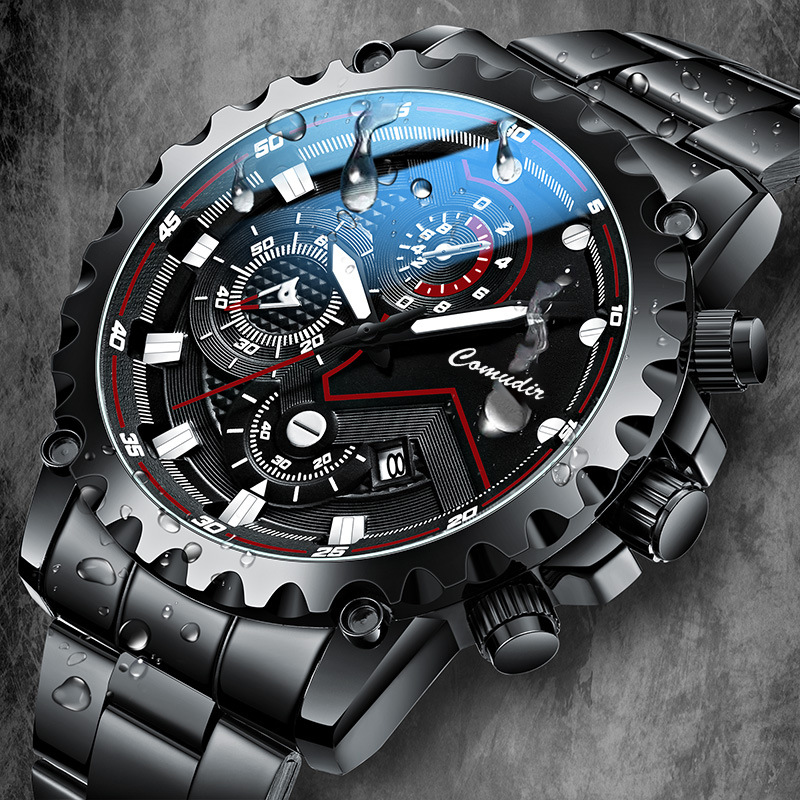 Swiss Famous Watch Men's Business Elegant Multi-Functional Six-Pin Waterproof Calendar Quartz Steel Band Watch Cross-Border One Generation