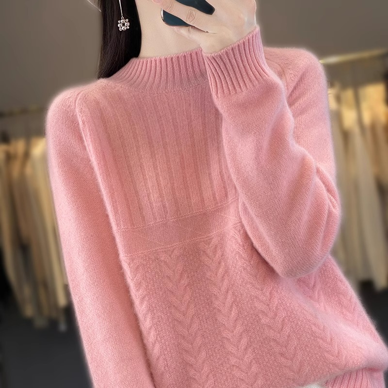 Autumn and Winter Warm Half Turtleneck Sweater Women's Pullover Outer Wear New Inner Twist Top Base Knit Sweater for Women