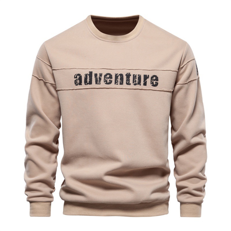 Autumn New Style Long-Sleeved Sweatshirt, Loose Round Neck, Printed and Spliced, Men's Trendy Sports Casual Sweatshirt, Loose Fit