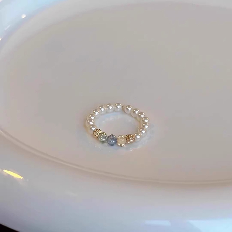 Yanyu Color Czech Beads Pearl Ring Women's Niche Design High-End French Unique Factory Direct Sales