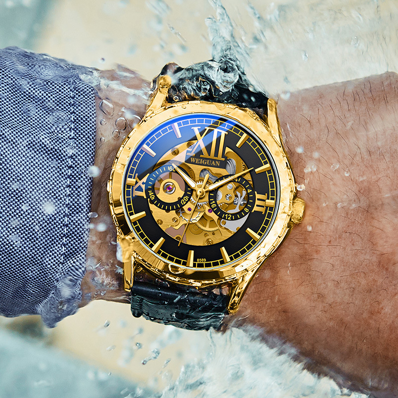 Full-automatic mechanical watch watch men's hollow luminous waterproof fashion factory direct trembles fast hand a generation of hair