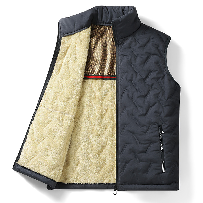 Cross-Border Tiktok Popular Outdoor Vest for Men, Middle-Aged Graphene Fleece-Lined Warm Vest, Lambswool Vest Jacket