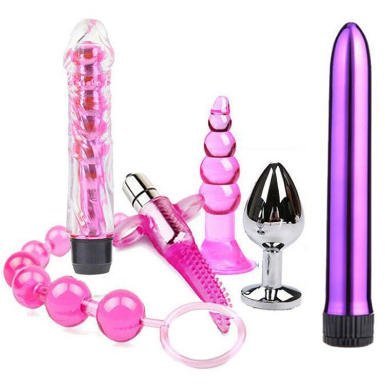 Foreign trade back court pull beads anal plug flirting masturbation massage vibrator 6-piece adult SM sex products wholesale