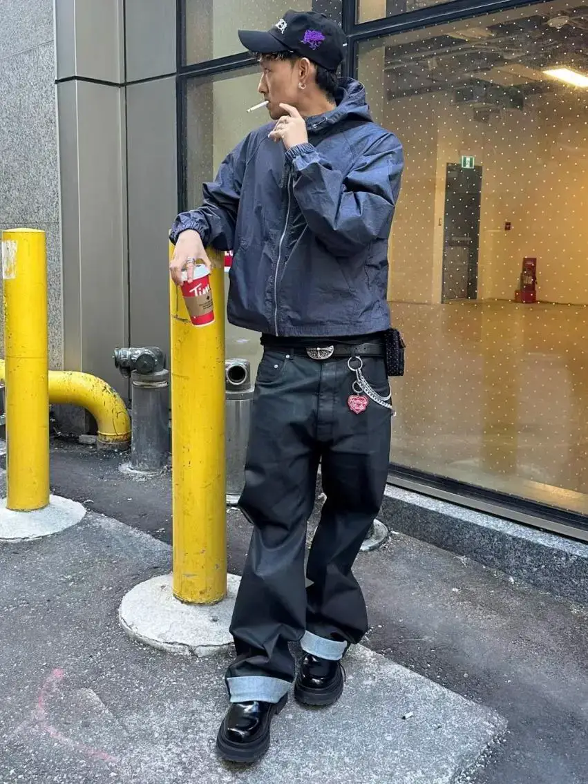 Dongge series correct version Gali same style RO style original color straight loose waxed coated denim trousers