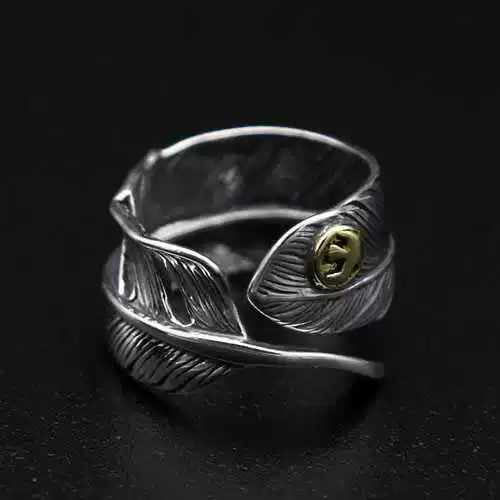 925 Silver Feather Ring, Adjustable Open Ring, Vintage 925 Silver, Unique Index Finger Ring, Trendy, Simple and Versatile Foto QC de TAOBAO na Qualit.ly
