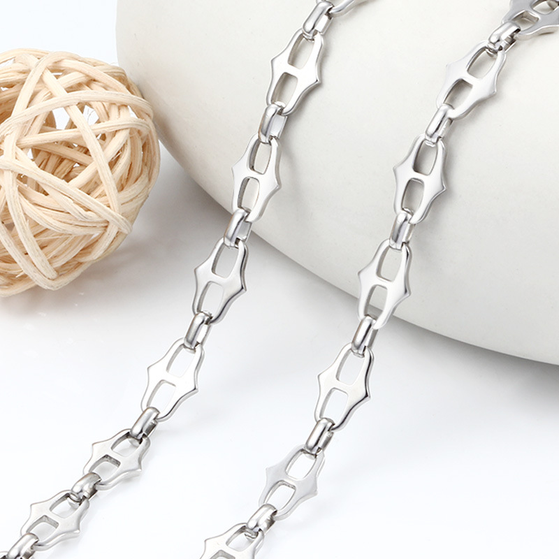 Stainless Steel Shaped Handmade Japanese Character Chain Personality Fashion Korean Style Men's and Women's Necklace Bracelet Jewelry Accessories Chain diy