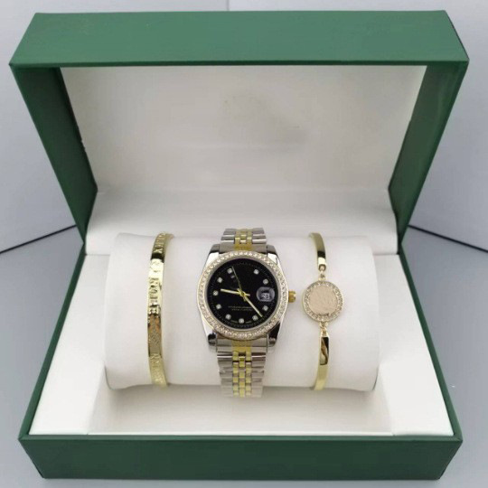 Three-piece Set Spot Wholesale Watch Men Steel Strip Luminous Calendar Sports Waterproof Quartz Watch Source Factory