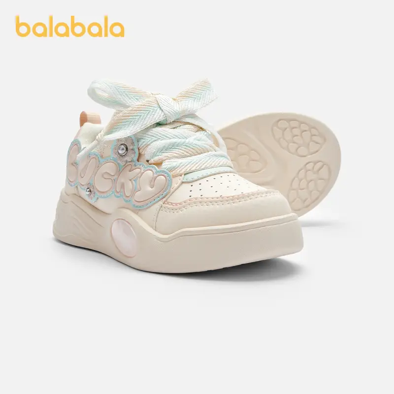 Balabala Children's Shoes kids Sneakers Boys girl Sports Shoes White Shoes 2025 New National Trend New Year's Greetings Shoes
