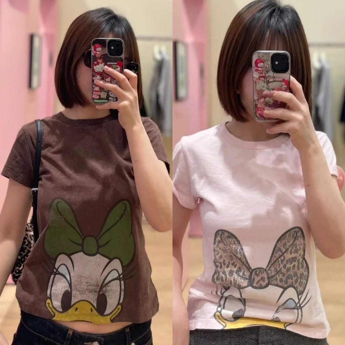 Correct Version 26 New Style Lettered Heat-Pressed Green Donald Duck Vintage Print Slim Fit Round Neck Short-Sleeve T-Shirt