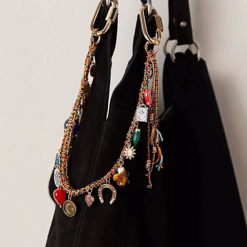 Cross-border Hot-selling Personalized Trendy Devil's Eye Metal Geometric Love Pendant Woven Freepeople Bag Chain