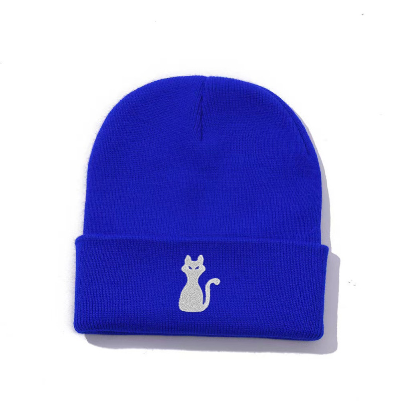 Cross-border Amazon Autumn and Winter Warm Beanie Hat Adult Embroidery Halloween Skull Cat Spider Horror Knitted Hat