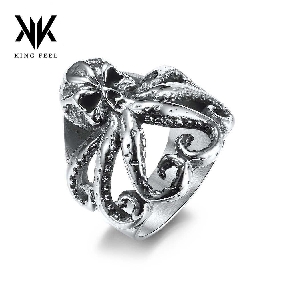 Amazon's Best-Selling Jewelry Retro Distressed Titanium Steel Octopus Ring Niche Personality Men's Ring Wholesale in Stock