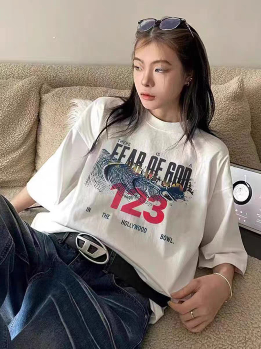 FEAR OF GOD RRR123 joint name American fingerprint round neck short sleeve fashion loose summer direct injection T-shirt men and women
