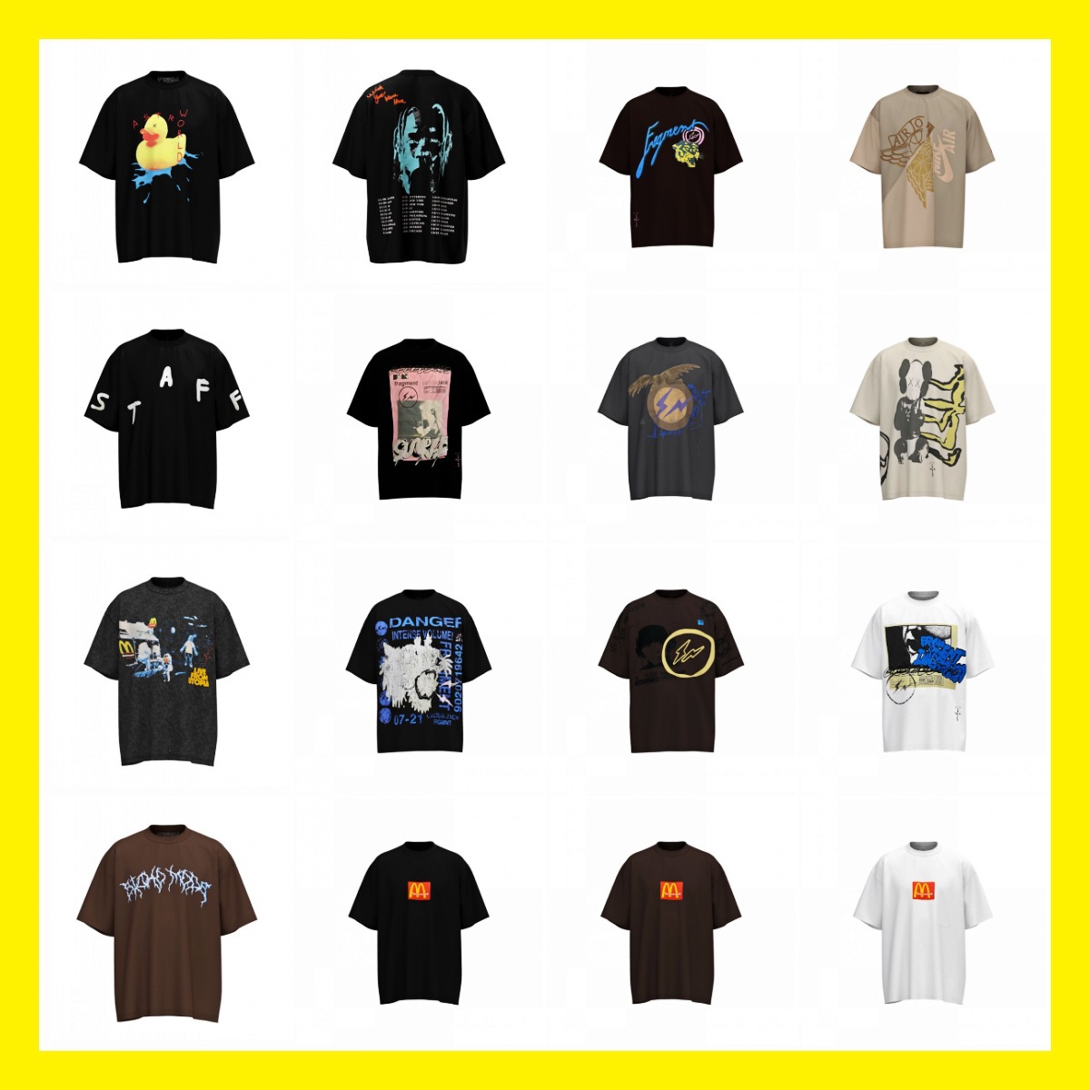Travis Short Sleeve M Scott Little Yellow Duck Cactus Lightning Rap Tour TS Joint Couple Hip Hop T-Shirt