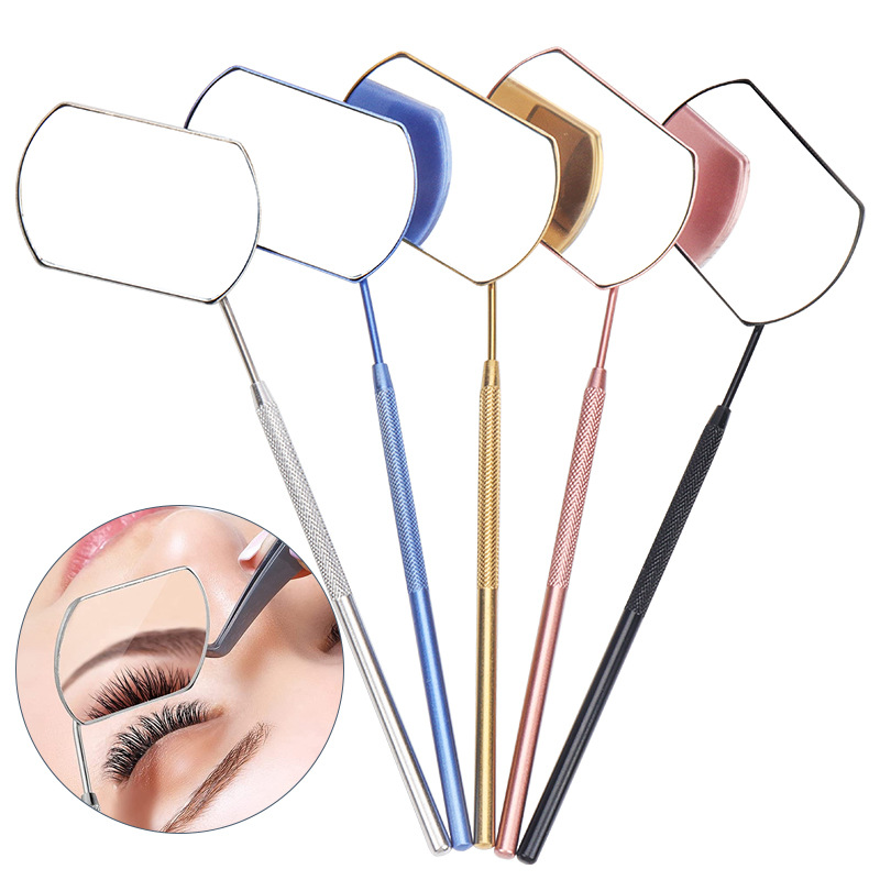 Wholesale Grafting Eyelash Examination Mirror Handheld Square Eyelash Examination Mirror Stainless Steel Eyelash Aids