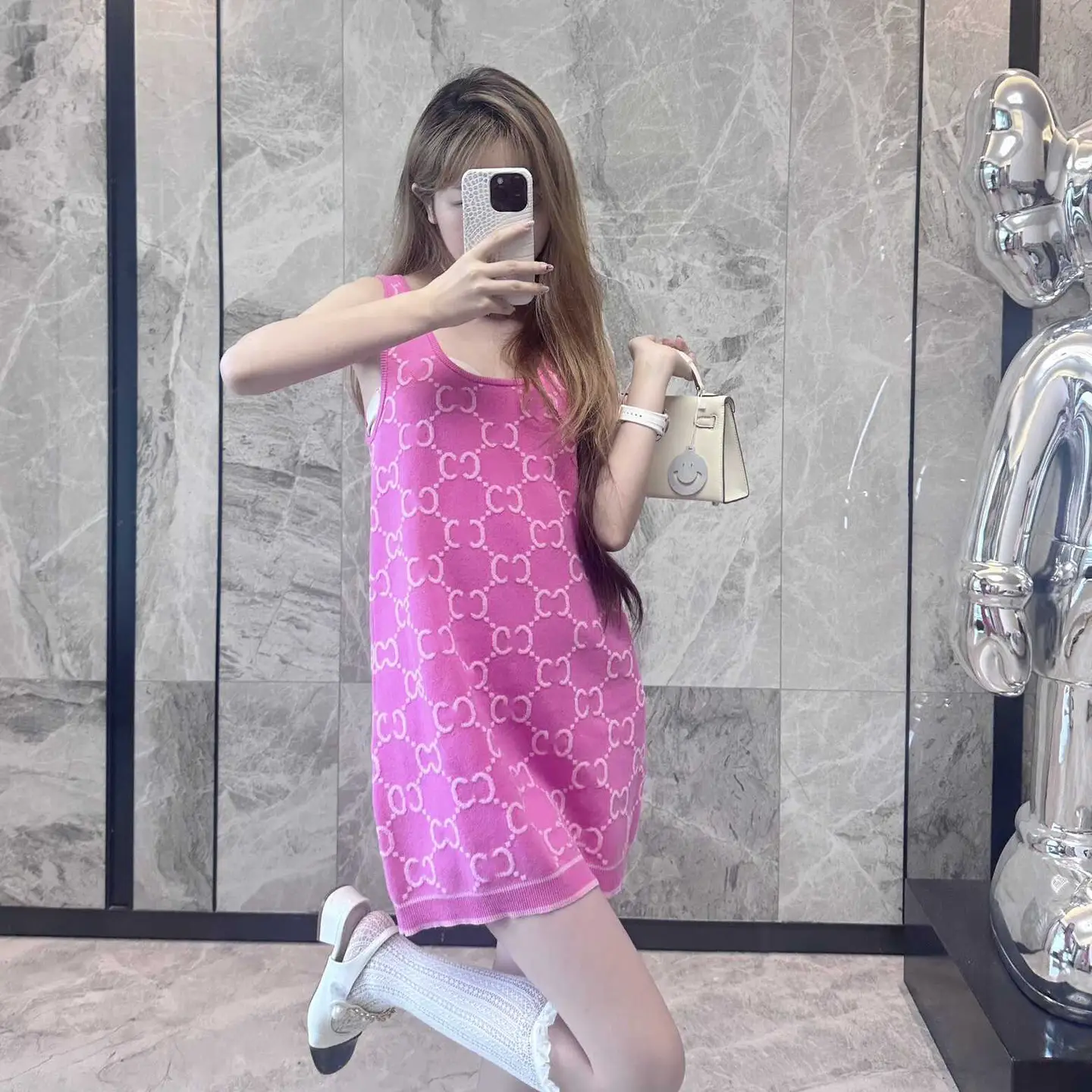European Station Vest Dress Women's Inner Wear 2024 New arrival Knitting skirt Rose Red letter Embroider Sleeveless Dress Autumn