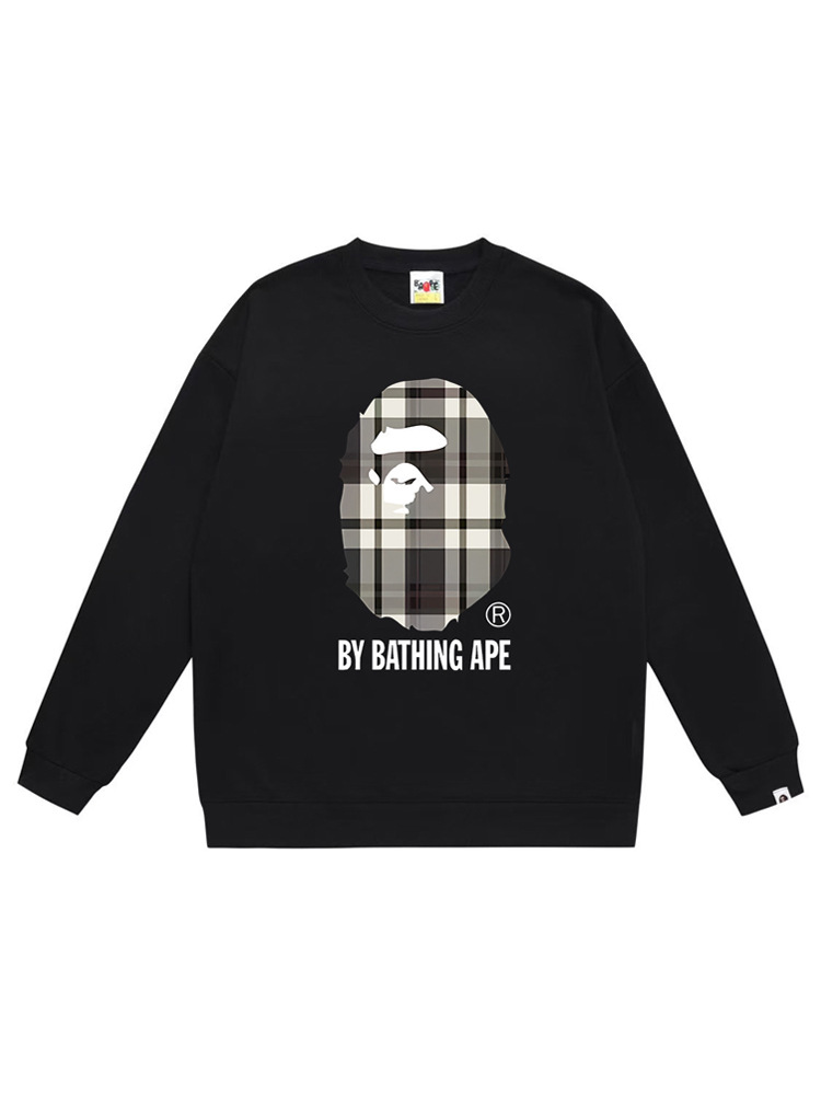 High Version Cross-Border Export Wholesale Trendy Brand Bape Ape Head Shark Pure Cotton Round Neck Long-Sleeved Terry Sweatshirt Jacket