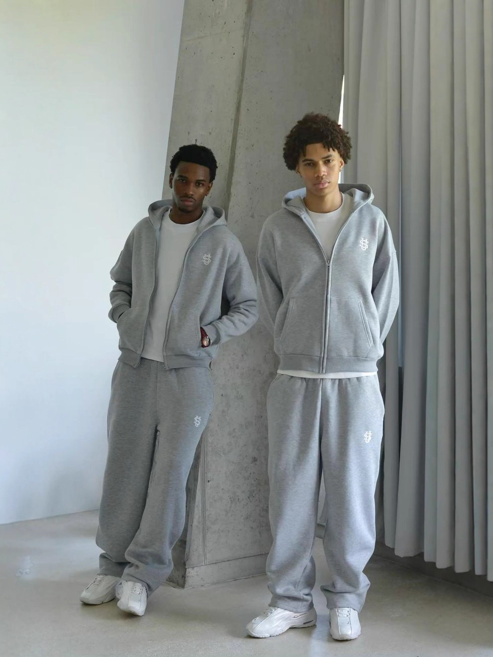 Cross-Border European and American Suvene Track Suits Street Fashion Hip-Hop Zipper Loose Solid Color Sports Suit
