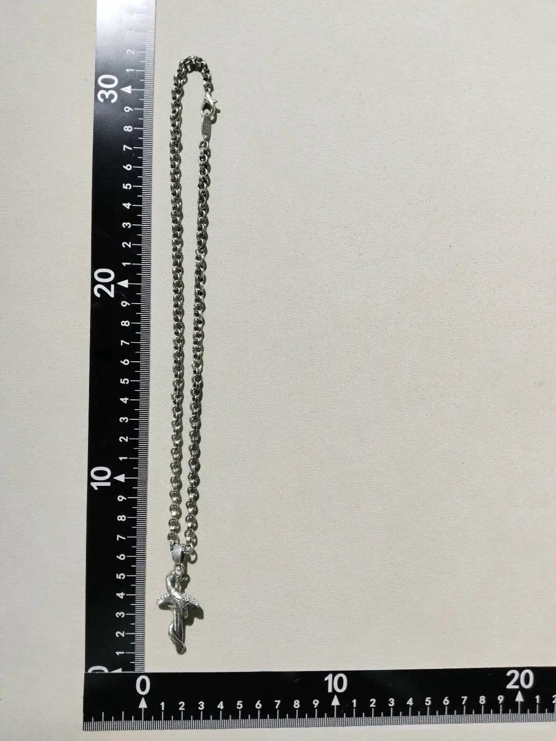 Balenciaga Snake Cross Necklace Silver