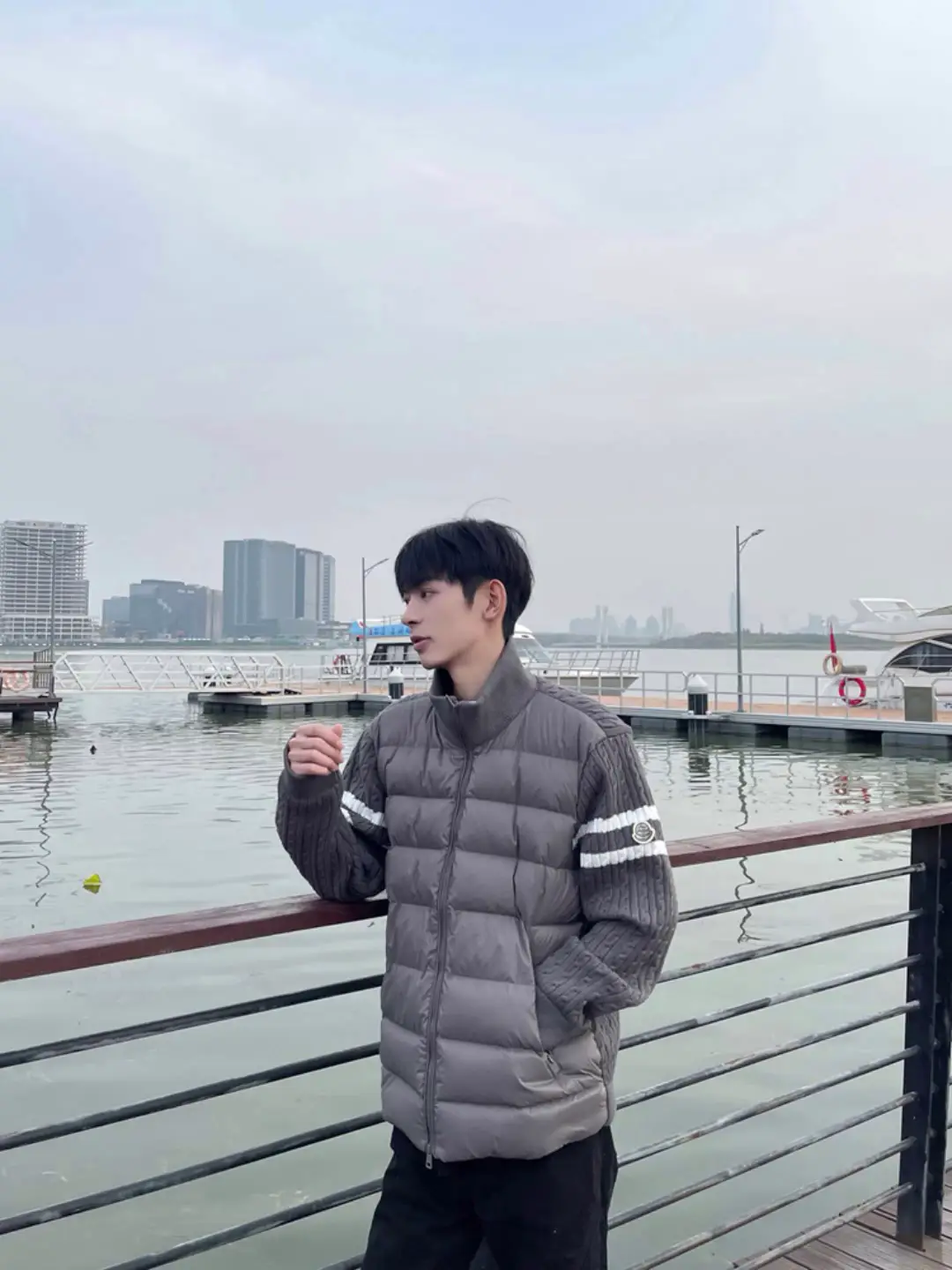 Down jacket Men's Models Winter Patchwork Sweater Popular Classy Gray Cotton Coat Super Nice Outwear American Style Trendy Stylish