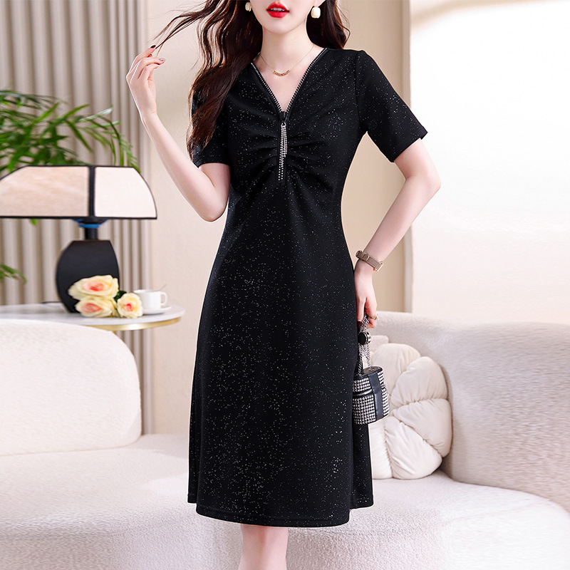 Brand Classy Elegant Black Dress for Women 2025 Summer New Slimming Look Elegant Classy Skirt
