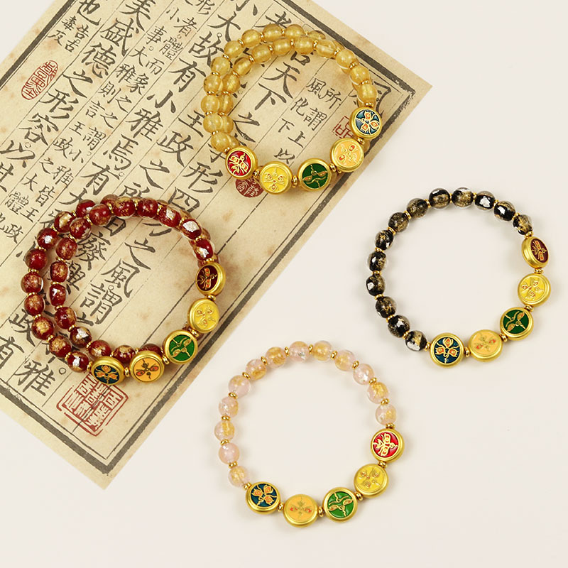 New five-way god of wealth bracelet women's senior fragrant gray colored glaze beads scenic spot stall lovers jewelry wholesale