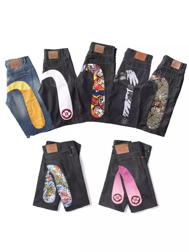 Five Shorts Men's Fashionable Brand Hip-Hop Summer Pants Printed Distinctive Large M Loose Fashionable Thin Denim Shorts