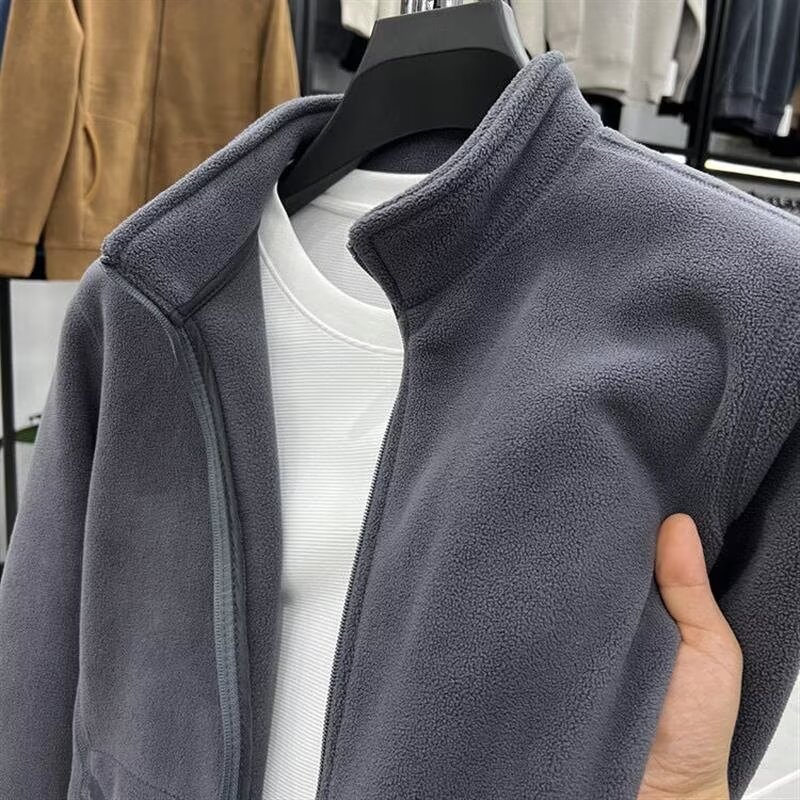 Casual Fleece fleece-lined Thickened Warm Long-sleeved Jacket Men's Loose Fashion Brand Cardigan Sweater for Autumn and Winter Work